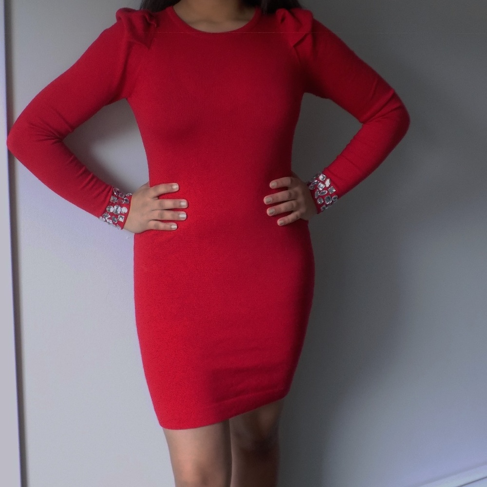 Ladies red sweater dress
